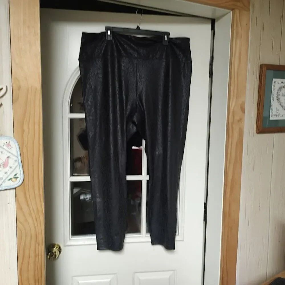 Simply Vera Vera Wang High Rise Live-In Faux Leather Leggings Women's 2X